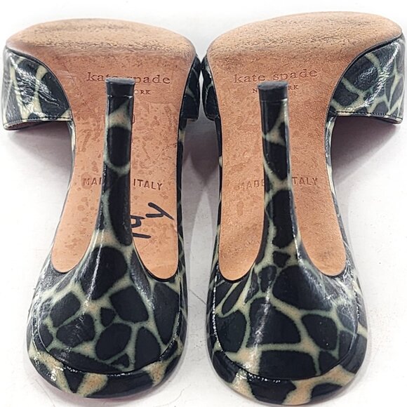 KATE SPADE Animal Print Peep Toe Stiletto Slip on Leather Sandals - Picture 5 of 7
